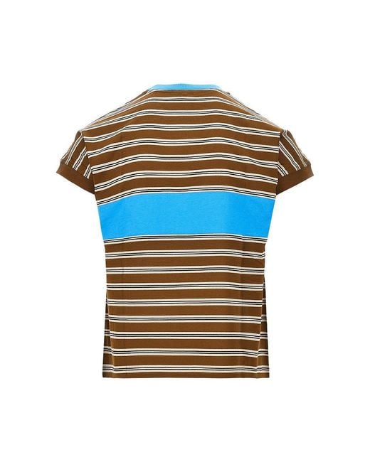 Versace Blue Cotton T-Shirt With Logo Embroidery for men