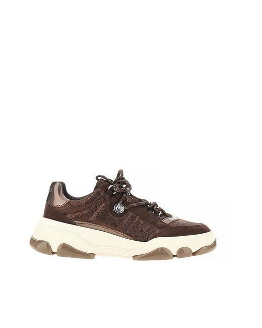 Pinko Brown 'Athena' Leather Sneakers