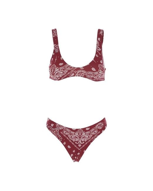 VENUJA Red Strass-Embellished Bandana Print Bikini