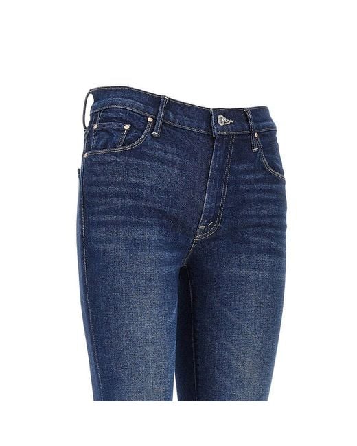 Mother Blue Stretch Cotton Denim Slared Jeans