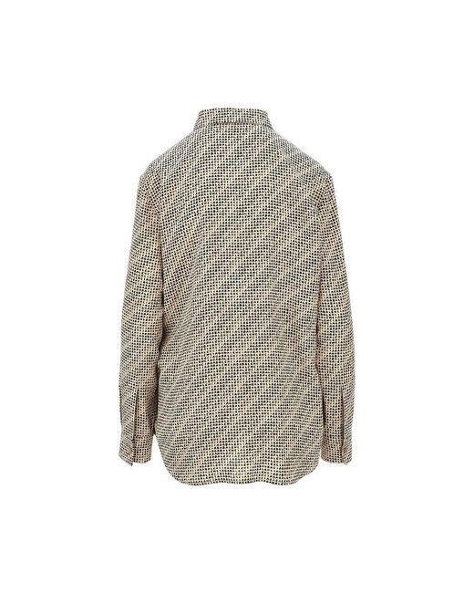 Balenciaga Gray Silk Crêpe Shirt With Monogram Print