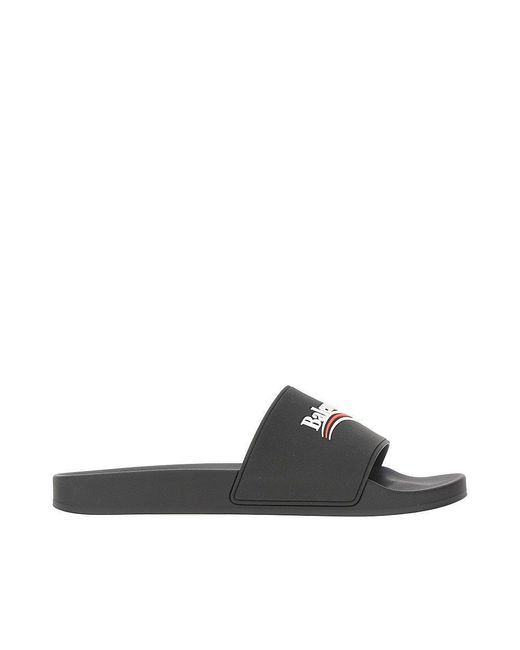Balenciaga Black 'Political Campaign' Rubber Slides for men