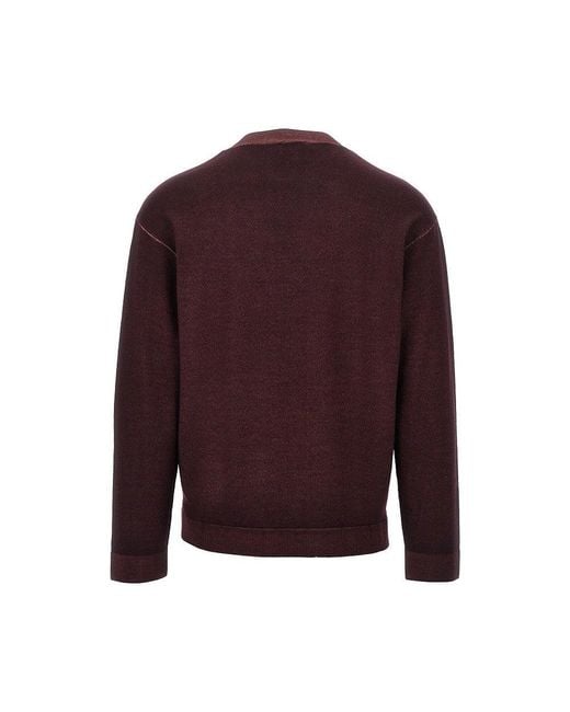 Emporio Armani Purple Virgin Wool Knitting Cardigan for men