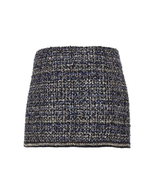 Etro Black Wool-Blend Tweed Mini Skirt