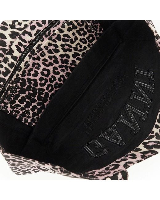 Ganni Black Leopard-Print Canvas Xxl Tote Bag