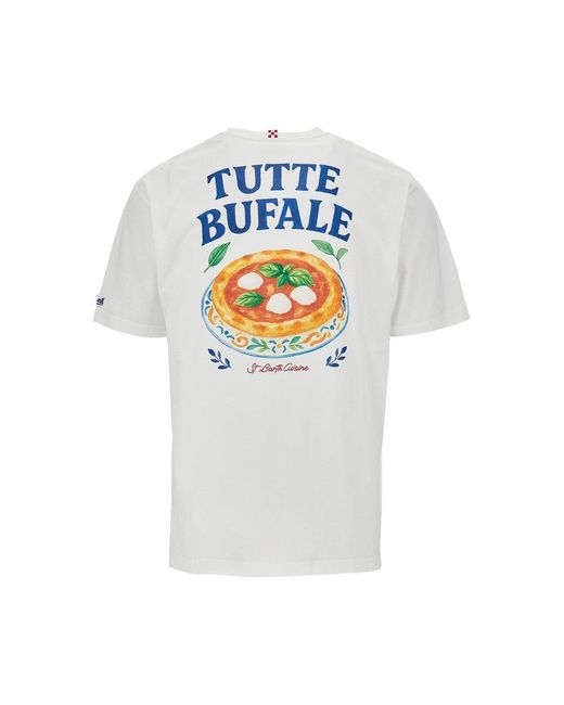 Mc2 Saint Barth White Cotton T-Shirt With Print And Embroidery for men