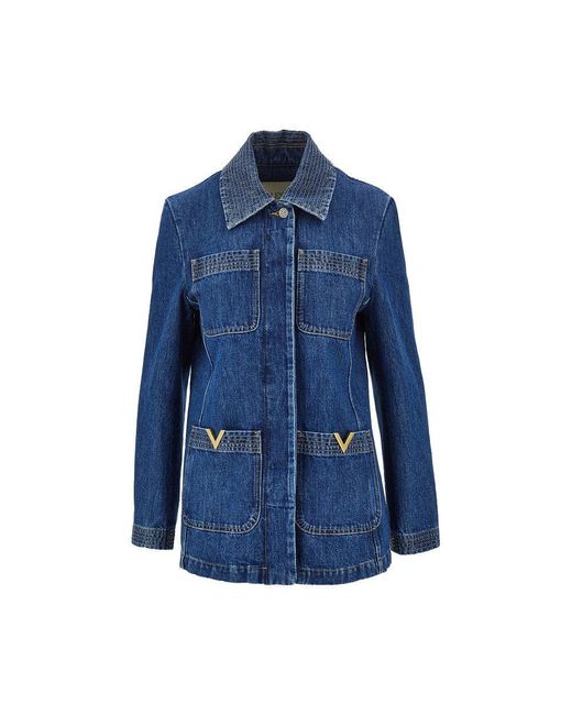 Valentino Blue Denim Jacket With V Details