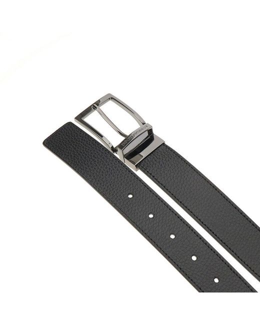 Emporio Armani Black Grained Leather Belt for men
