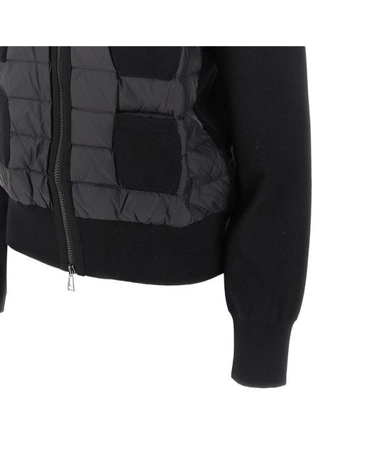 Moncler Black Wool And Padded Nylon Cardigan