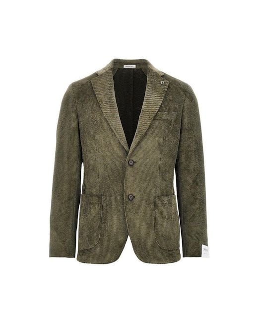 BRERAS Milano Green 'Venezia' Corduroy Single-Breasted Jacket for men