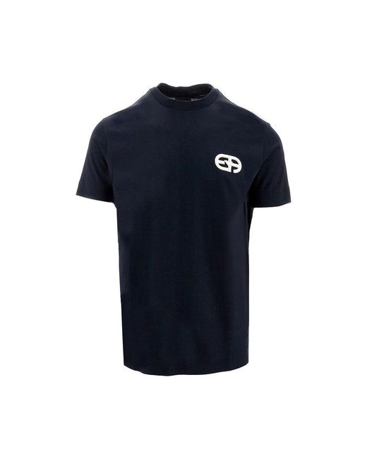 Emporio Armani Blue Lyocell Blend Logo T-Shirt for men