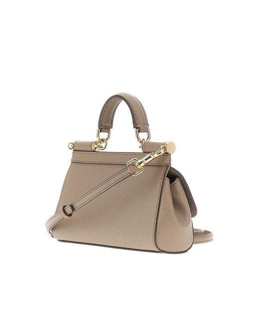 Dolce & Gabbana Natural Dauphine Leather Small 'Sicily' Bag