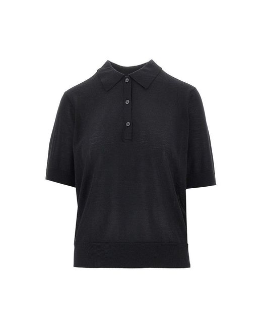 Loulou de Saison Black 'Migo' Cashmere Polo Shirt