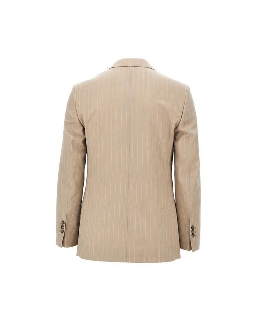 AMI Natural Pinstriped Wool Single-Breasted Jacket for men