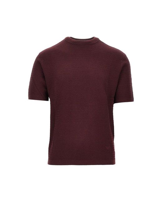 Emporio Armani Purple Virgin Wool Knitted T-Shirt for men