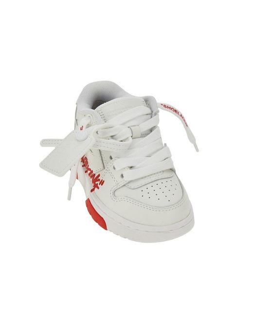 Off-White c/o Virgil Abloh Gray 'For Walking' Out Of Office Leather Sneakers Kids