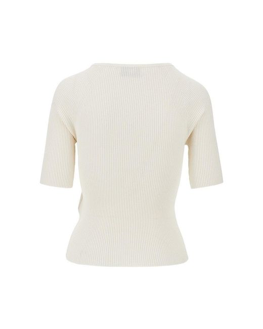 Weekend by Maxmara White Viscose-Blend Knitted Top