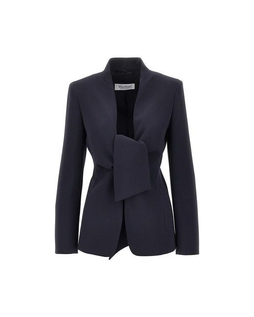 Max Mara Blue Cady Jacket With Sash