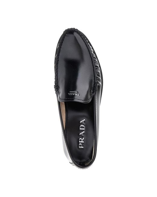 Prada Blue Brushed Leather Loafers 8 for men