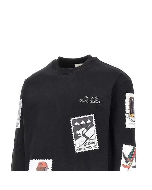 Les Deux Black Printed Cotton T-Shirt for men