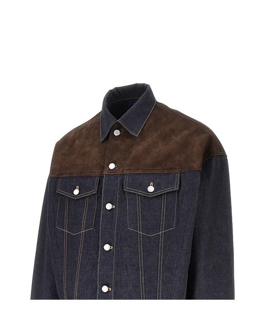 Prada Black Suede Leather And Denim Blouson for men