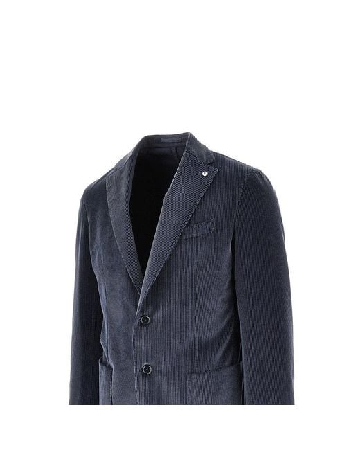L.b.m. 1911 Blue L. B.M. 1911 Corduroy Single-Breasted Jacket for men