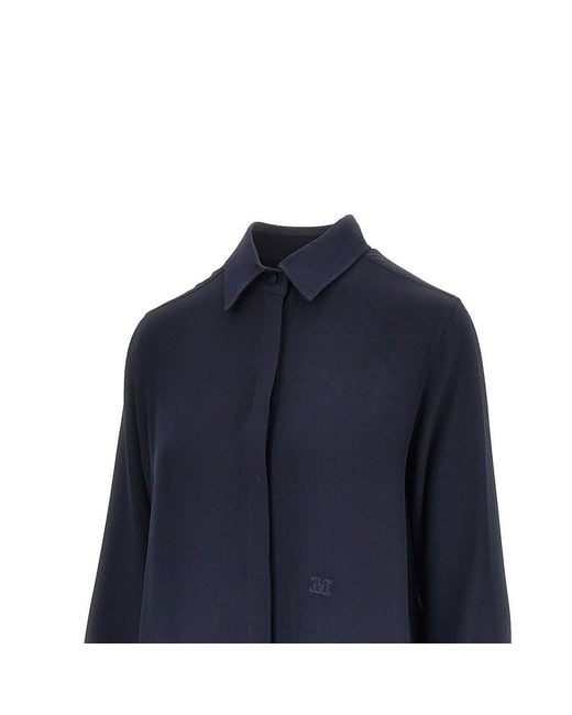 Max Mara Blue Silk Cady Shirt