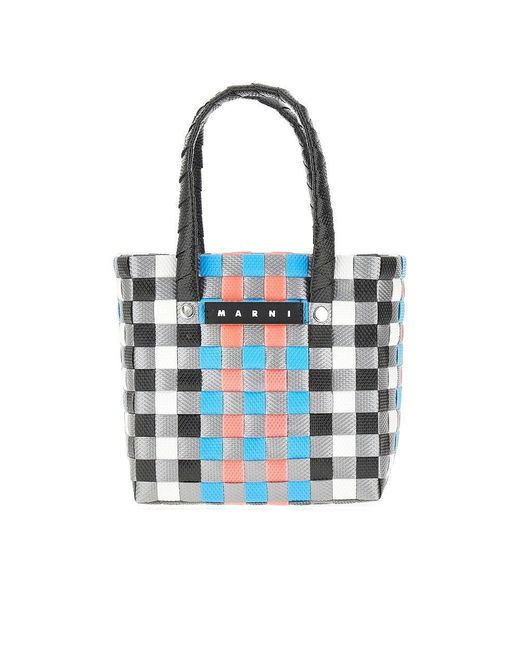 Marni Blue Woven Mini Basket Bag Kids