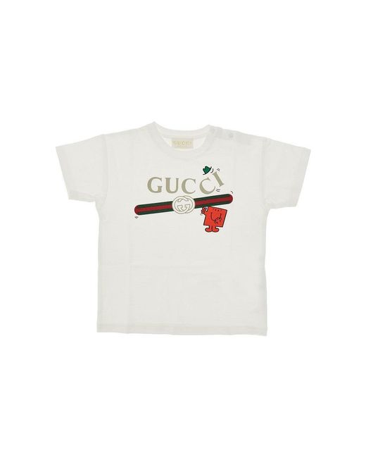 Gucci White Graphic Logo Print T-Shirt Kids for men