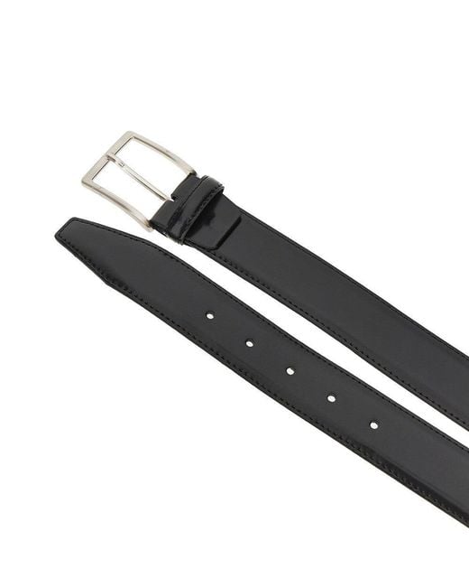 GIANNIFRANCO BELTS Black Brushed Leather Belt for men