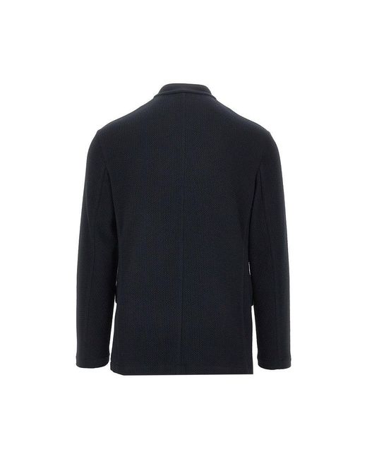 Emporio Armani Blue Textured Jersey Travel Essential Jacket for men