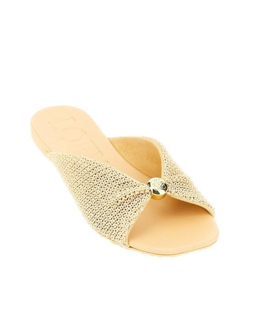 Loewe Natural 'Pebble Soft' Raffia-Effect Slides