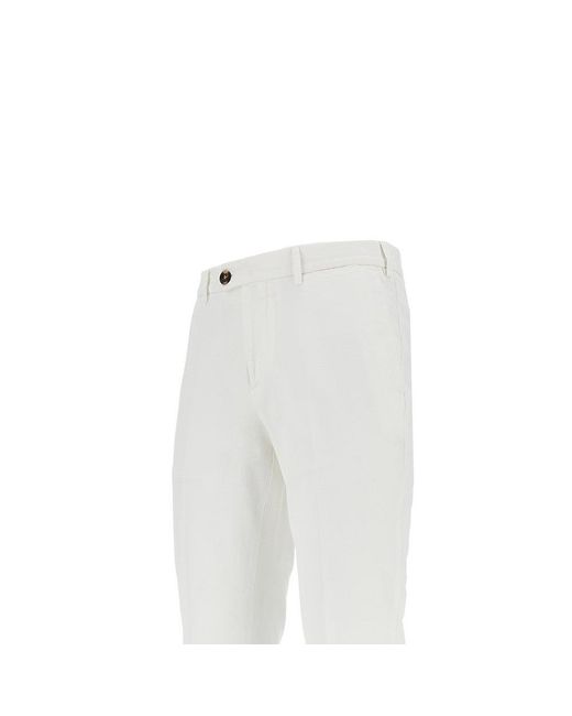 Brunello Cucinelli White Gabardine Italian Fit Pants for men