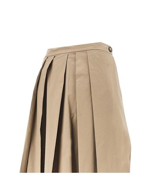 Emporio Armani Natural Stretch Poplin Pleated Midi Skirt