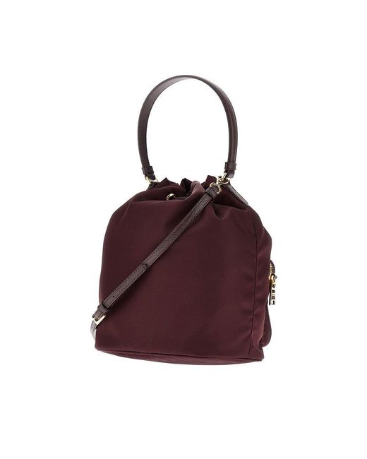 Prada Burgundy Re-Nylon Duet Bucket Bag