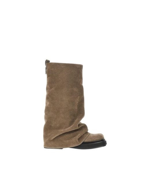 The Attico Brown 'Robin' Suede Leather Combat Boots 38