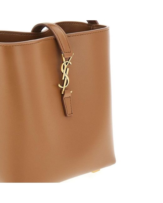 Saint Laurent Brown Leather Mini 'Le 37' Bucket Bag