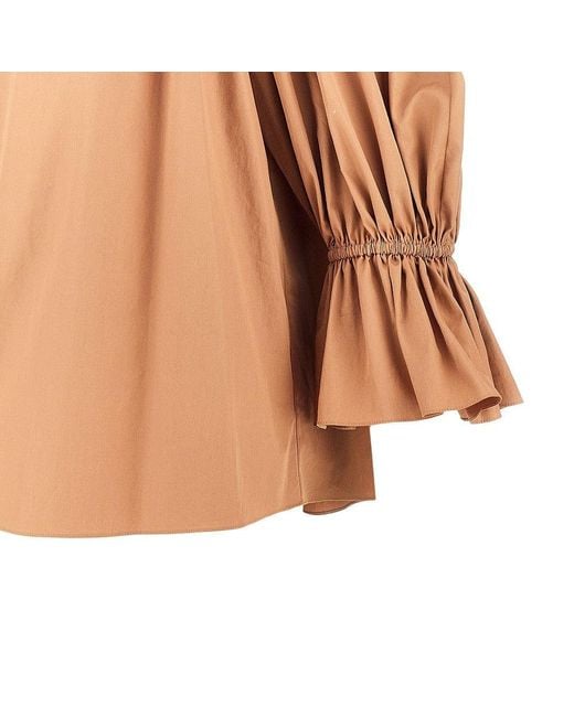 Chloé Natural Ruffled Poplin Blouse