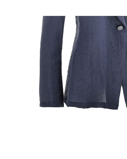 Emporio Armani Blue Tecno Creponne Single-Breasted Jacket