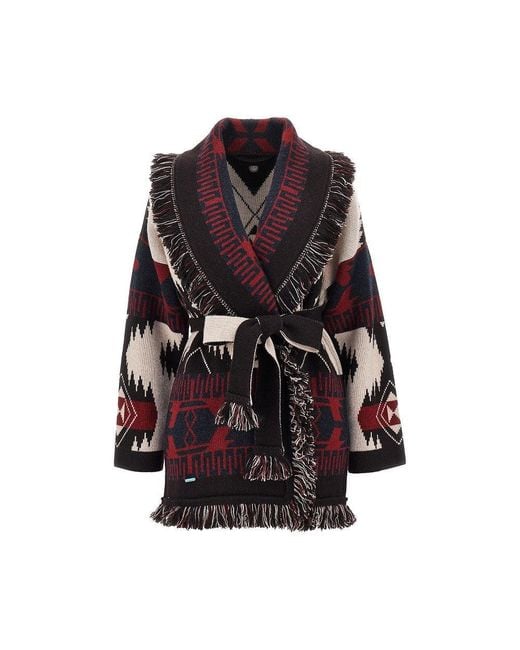 Alanui Brown Icon Jacquard Wool Cardigan