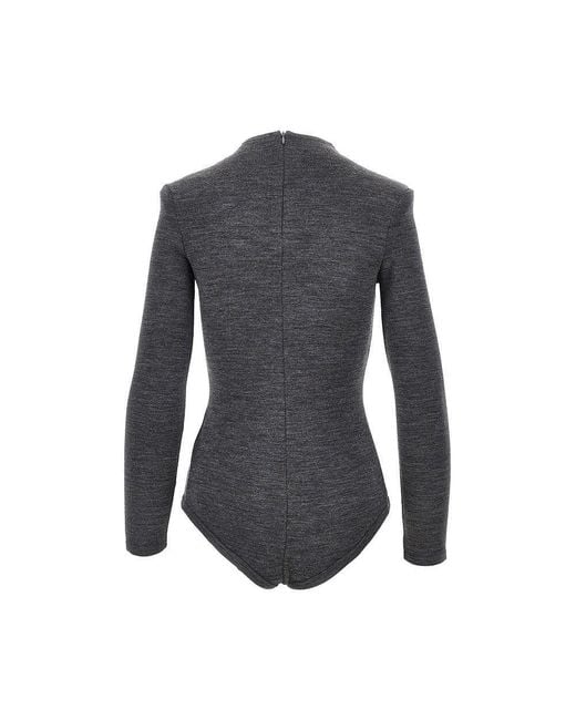 Jil Sander Gray Wool Jersey Bodysuit