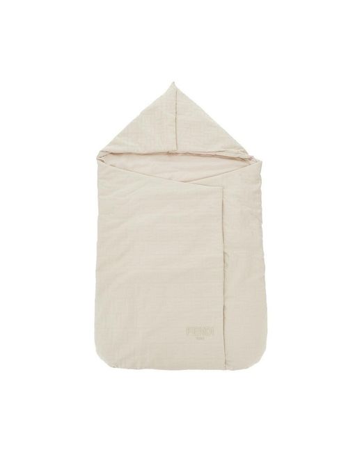 Fendi White Cotton Sleeping Bag With Logo Embroidery Kids for men