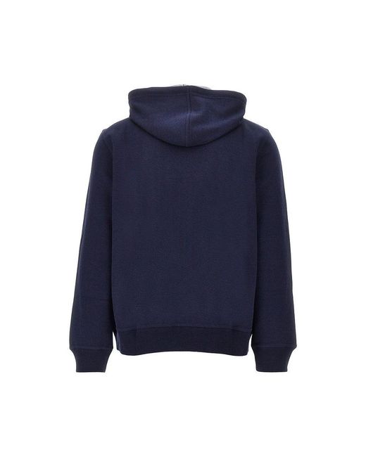 Brunello Cucinelli Blue Double Jersey Full-Zip Hoodie for men