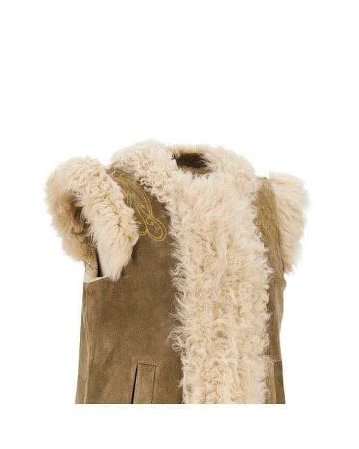 Etro Natural Leather Vest With Paisley Emrboidery