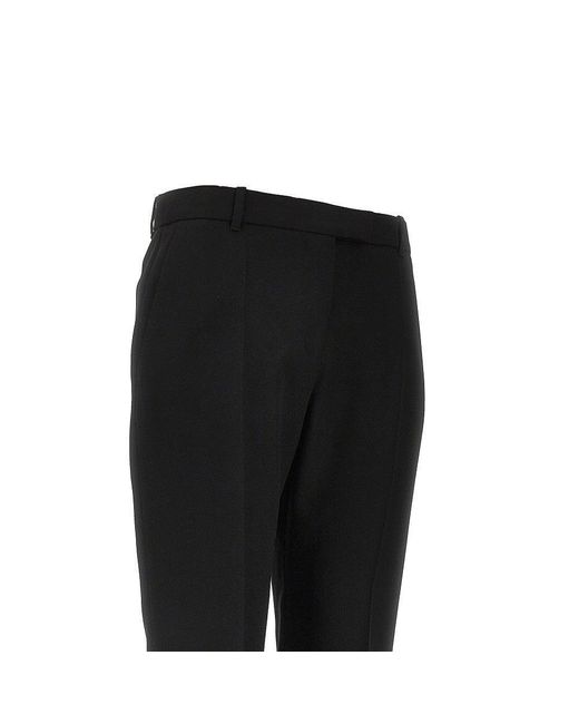 McQueen Black Grain De Poudre Wool Cropped Pants