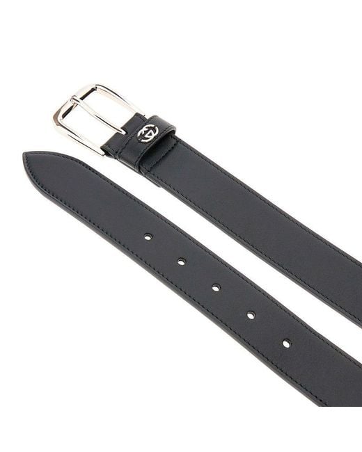 Gucci Black Leather Belt With Interlocking Gg Detail for men