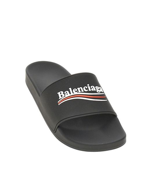 Balenciaga Black 'Political Campaign' Rubber Slides for men
