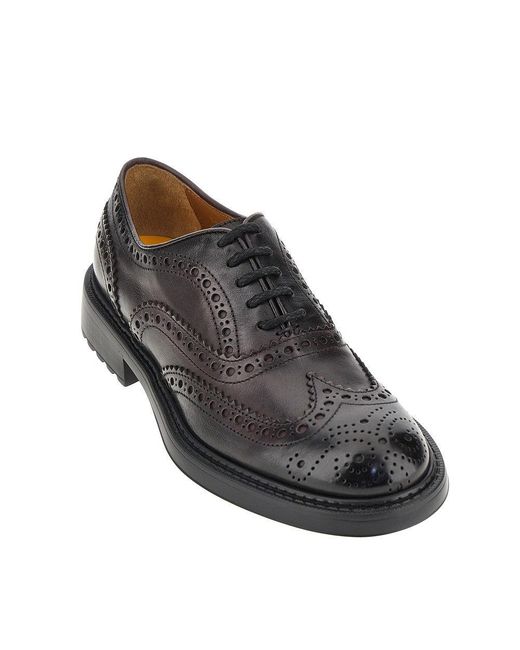 Doucal's Black Leather Laced Shoes for men