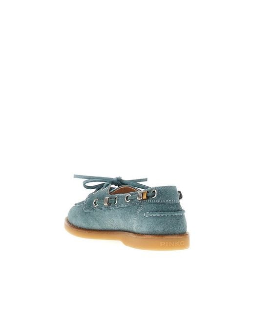 Pinko Blue Suede Leather Boat Shoes