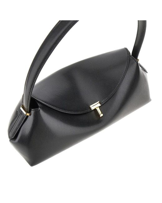 Totême Black Leather T-Lock Shoulder Bag